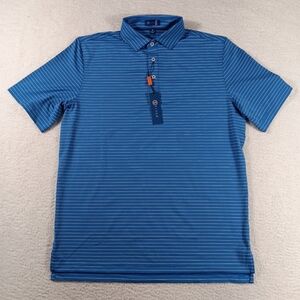 Stitch Golf Shirt Mens Medium Blue Bleeker Stripe Performance Polo Office NWT